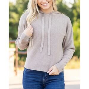 Stacatto Women's Sweater Mini Waffle Texture Hoodie Oatmeal Size M